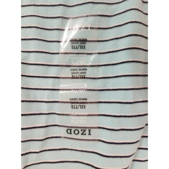 Izod NWT 100% Cotton Polo Shirt Mens 2XL Blue Striped Short Sleeve Golf Preppy - Picture 6 of 15